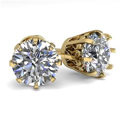 3 CTW VS/SI Diamond Stud Solitaire Earrings 14K Yellow Gold - REF-921R8K - 29551