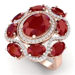 9.86 CTW Royalty Designer Ruby & VS Diamond Ring 18K Rose Gold - REF-218X2T - 39295