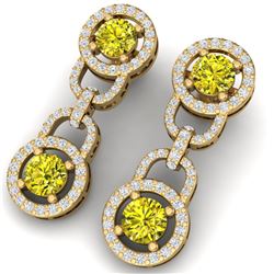 4 CTW Si/I Fancy Yellow And White Diamond Earrings 18K Yellow Gold - REF-271X4T - 40111