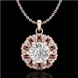 1.2 CTW VS/SI Diamond Art Deco Micro Pave Stud Necklace 18K Rose Gold - REF-220H2W - 36999