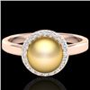 Image 1 : 0.25 CTW Micro Pave Halo VS/SI Diamond Certifieden Pearl Ring 14K Rose Gold - REF-40M9F - 21630