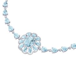 75.99 CTW Royalty Sky Topaz & VS Diamond Necklace 18K White Gold - REF-472N8Y - 39177