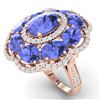 Image 1 : 15.24 CTW Royalty Tanzanite & VS Diamond Ring 18K Rose Gold - REF-327M3F - 39193