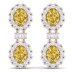 7.8 CTW Royalty Canary Citrine & VS Diamond Earrings 18K Rose Gold - REF-180Y2N - 38824