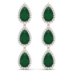 27.06 CTW Royalty Emerald & VS Diamond Earrings 18K Rose Gold - REF-400T2X - 38842