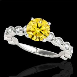 1.75 CTW Certified Si Fancy Intense Yellow Diamond Solitaire Ring 10K White Gold - REF-200W2H - 3489