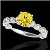 Image 1 : 1.75 CTW Certified Si Fancy Intense Yellow Diamond Solitaire Ring 10K White Gold - REF-200W2H - 3489