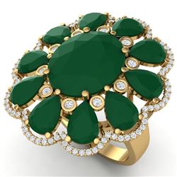 20.63 CTW Royalty Designer Emerald & VS Diamond Ring 18K Yellow Gold - REF-327X3T - 39140