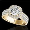 Image 1 : 1.8 CTW H-SI/I Certified Diamond Solitaire Halo Ring 10K Yellow Gold - REF-258M2F - 34062