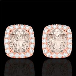 2.50 CTW Morganite & Micro Pave VS/SI Diamond Certified Halo Earrings 10K Rose Gold - REF-57W3H - 22