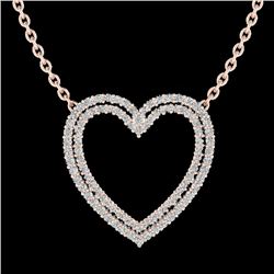 2 CTW VS/SI Diamond Double Heart Halo Designer Necklace 14K Rose Gold - REF-134H8W - 20480