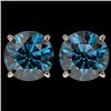 Image 1 : 4 CTW Certified Intense Blue SI Diamond Solitaire Stud Earrings 10K Rose Gold - REF-824T2X - 33138