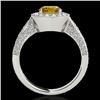 Image 2 : 2 2 CTW Certified Si Fancy Intense Yellow Diamond Solitaire Halo Ring 10K White Gold - REF-218Y2N - 
