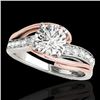Image 1 : 1.25 CTW H-SI/I Certified Diamond Bypass Solitaire Ring Two Tone 10K White & Rose Gold - REF-176M4F 
