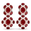 Image 1 : 33.5 CTW Royalty Designer Ruby & VS Diamond Earrings 18K Rose Gold - REF-518N2Y - 39313
