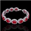 Image 2 : 30 CTW Ruby & Micro Pave VS/SI Diamond Certified Bracelet 10K White Gold - REF-454H5W - 22695