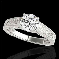 1.5 CTW H-SI/I Certified Diamond Solitaire Antique Ring 10K White Gold - REF-327W6H - 35191