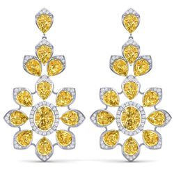 48.67 CTW Royalty Canary Citrine & VS Diamond Earrings 18K White Gold - REF-381X8T - 39057