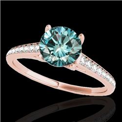 1.5 CTW SI Certified Fancy Blue Diamond Solitaire Ring 10K Rose Gold - REF-167K8R - 34850