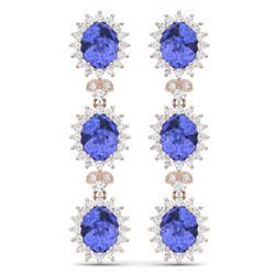 25.36 CTW Royalty Tanzanite & VS Diamond Earrings 18K Rose Gold - REF-509W3H - 38647