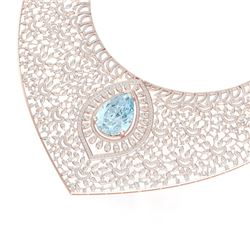 63.27 CTW Royalty Sky Topaz & VS Diamond Necklace 18K Rose Gold - REF-2454K5R - 39580