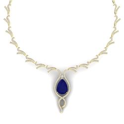 23.43 CTW Royalty Sapphire & VS Diamond Necklace 18K Yellow Gold - REF-836K4R - 39503