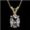 Image 1 : 1 CTW Certified VS/SI Quality Oval Diamond Solitaire Necklace 10K Yellow Gold - REF-267N8Y - 33194