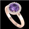 Image 2 : 2 CTW Amethyst & Halo VS/SI Diamond Micro Pave Ring Solitaire 14K Rose Gold - REF-40W2H - 21616
