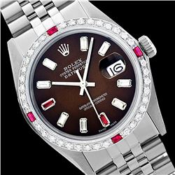 Rolex Ladies Stainless Steel, Diam/Ruby Dial & Diam/Ruby Bezel, Saph Crystal - REF-392K7R