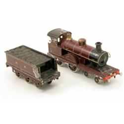 A Bing gauge I clockwork 4-4-0 locomotive, circa 1906, No.2631, hand finished in Midland maroon l...