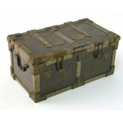 A Huntley & Palmers biscuit tin, modelled as a brass bound trunk, 7.5 ins...