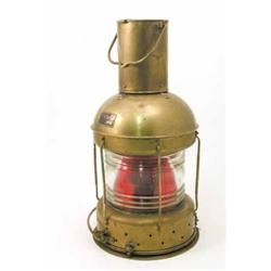 A Japanese ships brass command light, with attached manufacturers plate, 2ft...