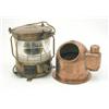 Image 1 : A Japanese nautical brass signal light, 9.5ins and a ship's compass with copper casing with incor...