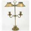 Image 1 : A late 19th century Miller & Son brass twin light students lamp, with adjustable mechanism and tw...