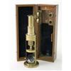 Image 1 : A J.H Steward miniature brass monocular microscope, in mahogany case, 7 ins...
