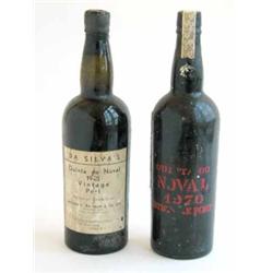 A bottle of Quinta do Noval 1945 Vintage port, bottled at Oporto, 1947 by Da Silva and a bottle o...