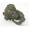 Image 1 : An 18th century bronze door knocker, cast as the head of Bacchus with fruiting vine head dress, 7...