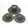 Image 1 : Three pewter capstan inkwells, a pair and one larger with reeded decoration and wide bases, 5.75...