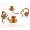 Image 1 : A pair of Carl Deffner Arts and Crafts copper and brass candle stands, the scrolling sconce arm s...