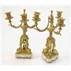 Image 1 : A pair of French ormolu three branch table candelabrum, each reeded arm decorated with acanthus l...