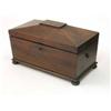 Image 1 : A Regency rosewood sarcophagus shape tea caddy, the hinged lid enclosing two fitted compartments,...