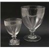 Image 1 : A 19th century large pedestal glass, with a knopped stem and circular base, 7.5ins and another sm...
