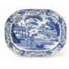Image 1 : An early 19th century blue and white 'Chinese Traders' pattern meat plate, decorated with figures...
