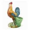 Image 1 : A large earthenware cockerel, with attached plant pot on naturalistic base and bold polychrome gl...
