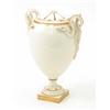 Image 1 : A 19th century porcelain vase, on square pedestal base with an ivory body and handles in the form...