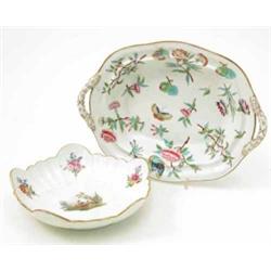 A late 19th century Meissen bowl, with gilded scalloped edge, decorated with floral sprays, 9ins,...