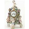 Image 1 : A late 19th century Meissen mantel clock, the circular drum dial set into an arched case with tre...