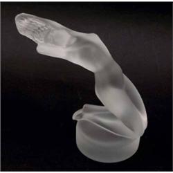 A Lalique frosted glass paperweight figure, Chrysis, cat. ref.1670, nude female arched backward,...