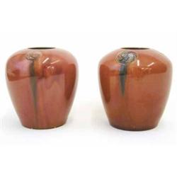 A near pair of William Moorcroft Flamminian ware vases, of baluster form, each typically decorate...