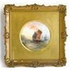 Image 1 : A Royal Worcester circular plaque, painted by R.Rushton, sailing boats on choppy waters, signed,...
